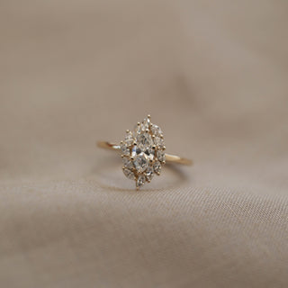 0.50 CT Marquise Cut Halo Moissanite Engagement Ring - Barbara Maison 