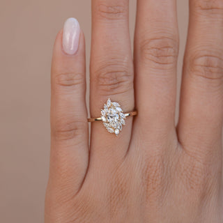 0.50 CT Marquise Cut Halo Moissanite Engagement Ring - Barbara Maison 