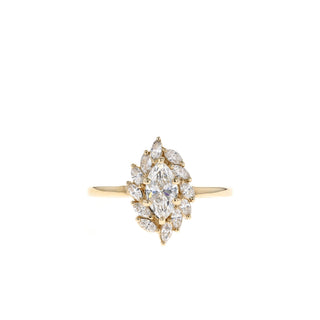 0.50 CT Marquise Cut Halo Moissanite Engagement Ring - Barbara Maison 