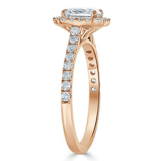 1.0 CT Radiant Cut Halo Pave Setting Moissanite Engagement Ring - Barbara Maison 