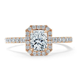 1.0 CT Radiant Cut Halo Pave Setting Moissanite Engagement Ring - Barbara Maison 