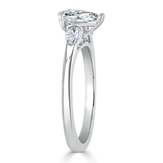 1.0 CT Pear Cut Moissanite Three Stone Engagement Ring - Barbara Maison 