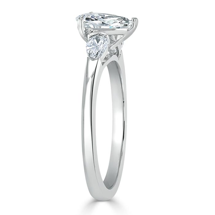 1.0 CT Pear Cut Moissanite Three Stone Engagement Ring - Barbara Maison 
