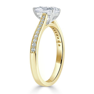 0.75 CT Pear Cut Solitaire Engagement Ring With Channel Pave Setting - Barbara Maison 