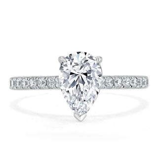 1.33 CT Pear Cut Solitaire Pave Setting Moissanite Engagement Ring - Barbara Maison 