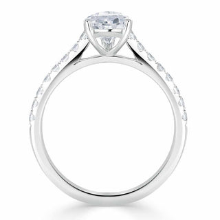 1.33 CT Pear Cut Solitaire Pave Setting Moissanite Engagement Ring - Barbara Maison 