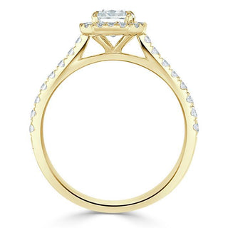 1.0 CT Radiant Cut Halo Pave Setting Moissanite Engagement Ring - Barbara Maison 