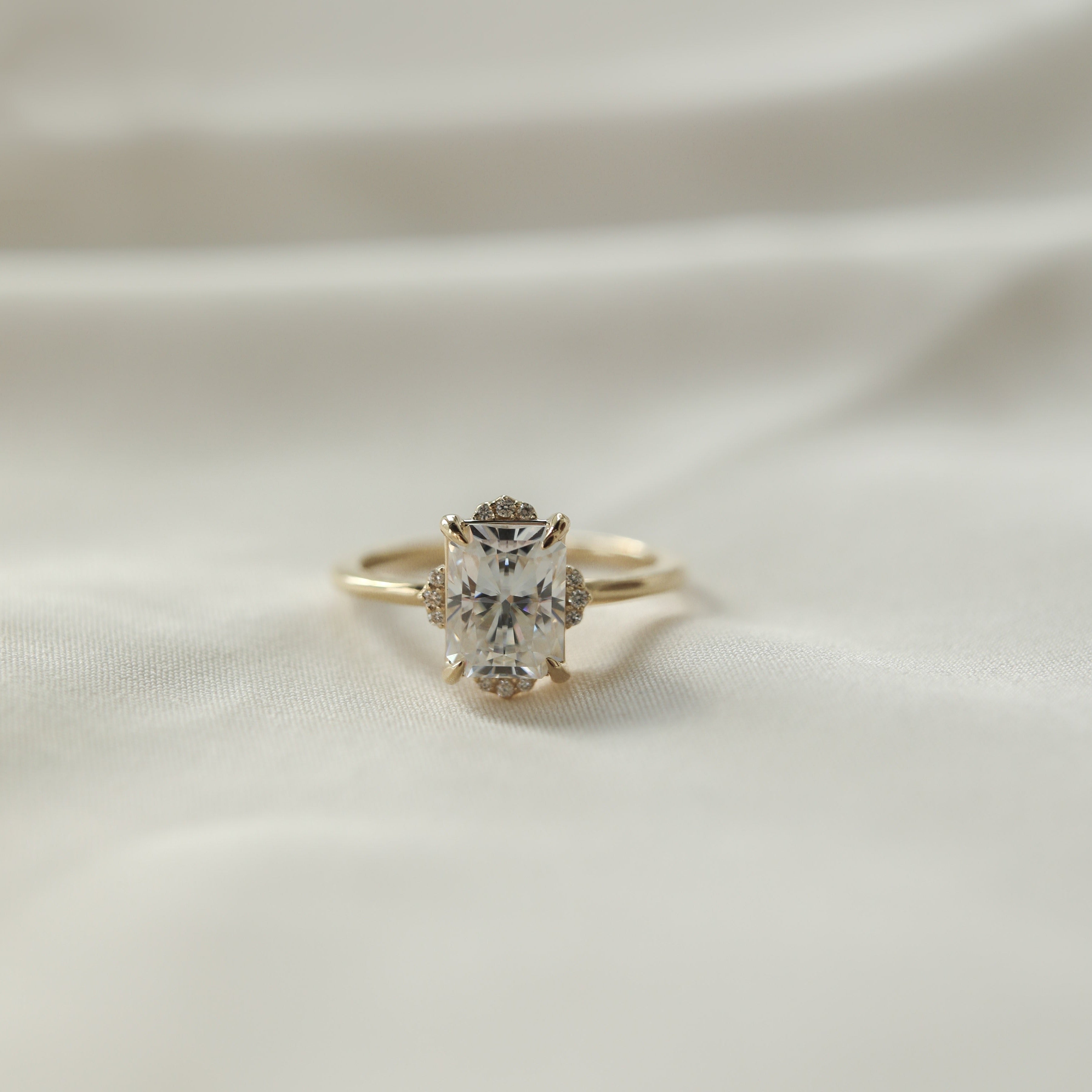 1.04 CT-2.43 CT Radiant Cut Cluster Moissanite Engagement Ring - Barbara Maison 