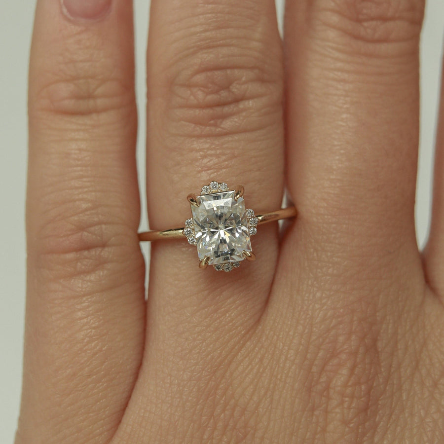 1.04 CT-2.43 CT Radiant Cut Cluster Moissanite Engagement Ring - Barbara Maison 