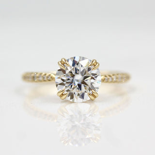 1.80 CT Round Solitaire Moissanite Engagement Ring With Pave Setting - Barbara Maison 