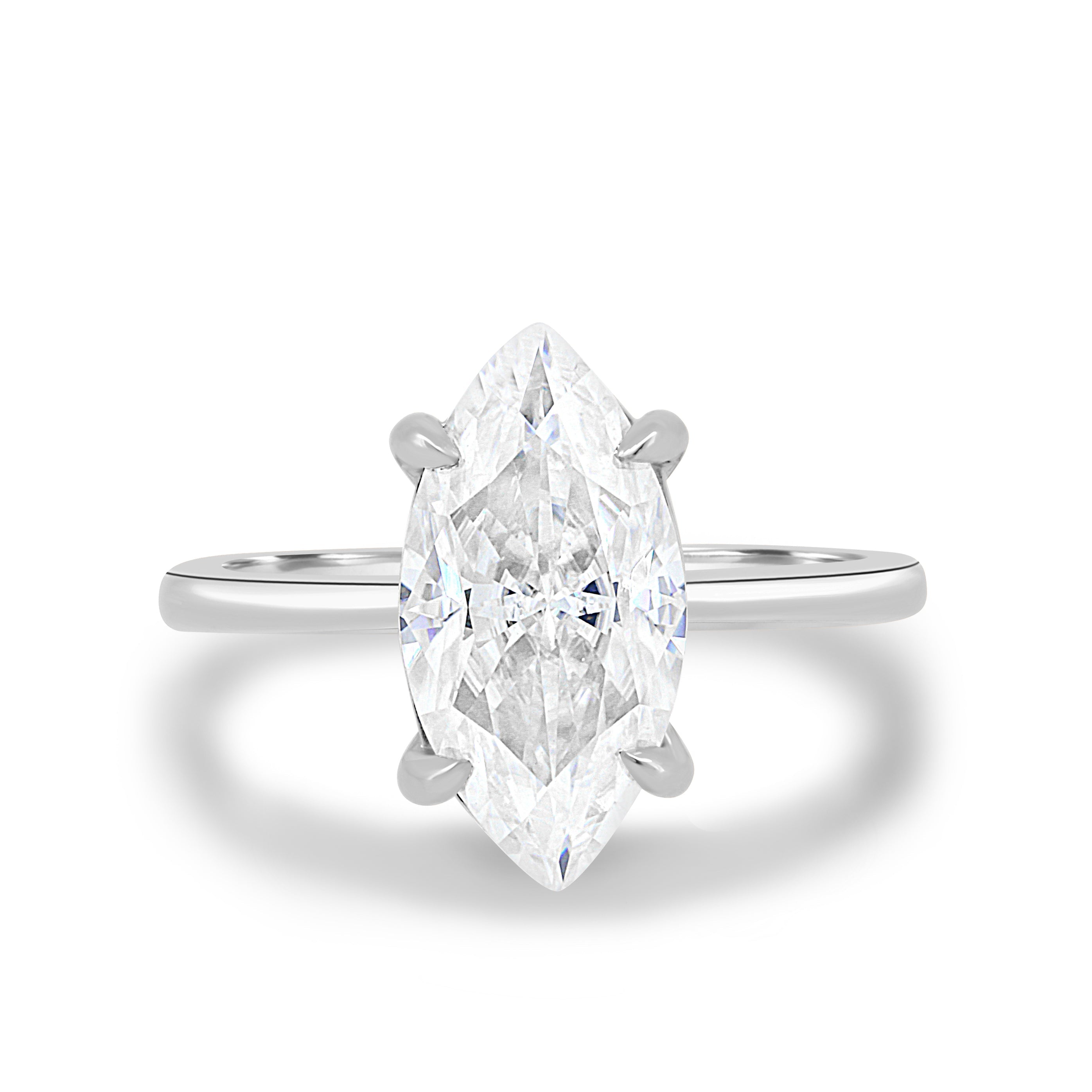 1.50 CT Marquise Solitaire CVD F/VS1 Diamond Engagement Ring - Barbara Maison 