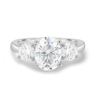 1.68 CT Oval Cut Three Stone F/VS2 Lab Grown Diamond Engagement Ring - Barbara Maison 