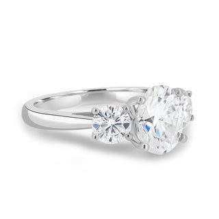 1.68 CT Oval Cut Three Stone F/VS2 Lab Grown Diamond Engagement Ring - Barbara Maison 