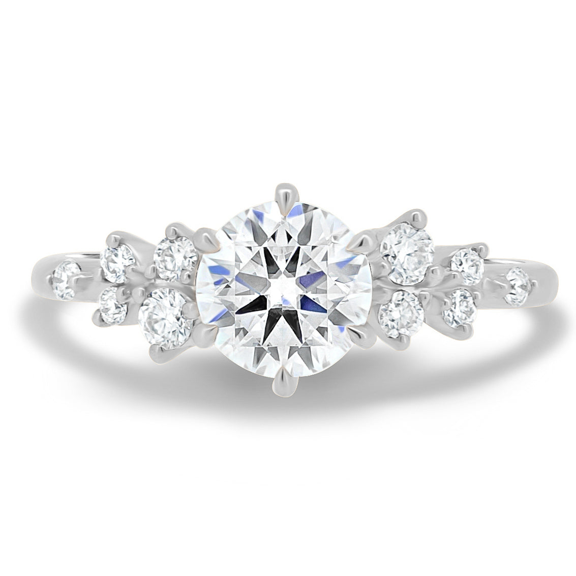 1.61 CT Round Cluster CVD G/VS1 Diamond Engagement Ring - Barbara Maison 