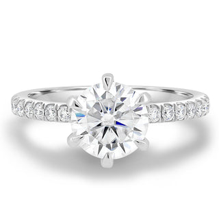 1.80 CT Round Cut Pave Setting D/VS1 Lab Grown Diamond Engagement Ring - Barbara Maison 