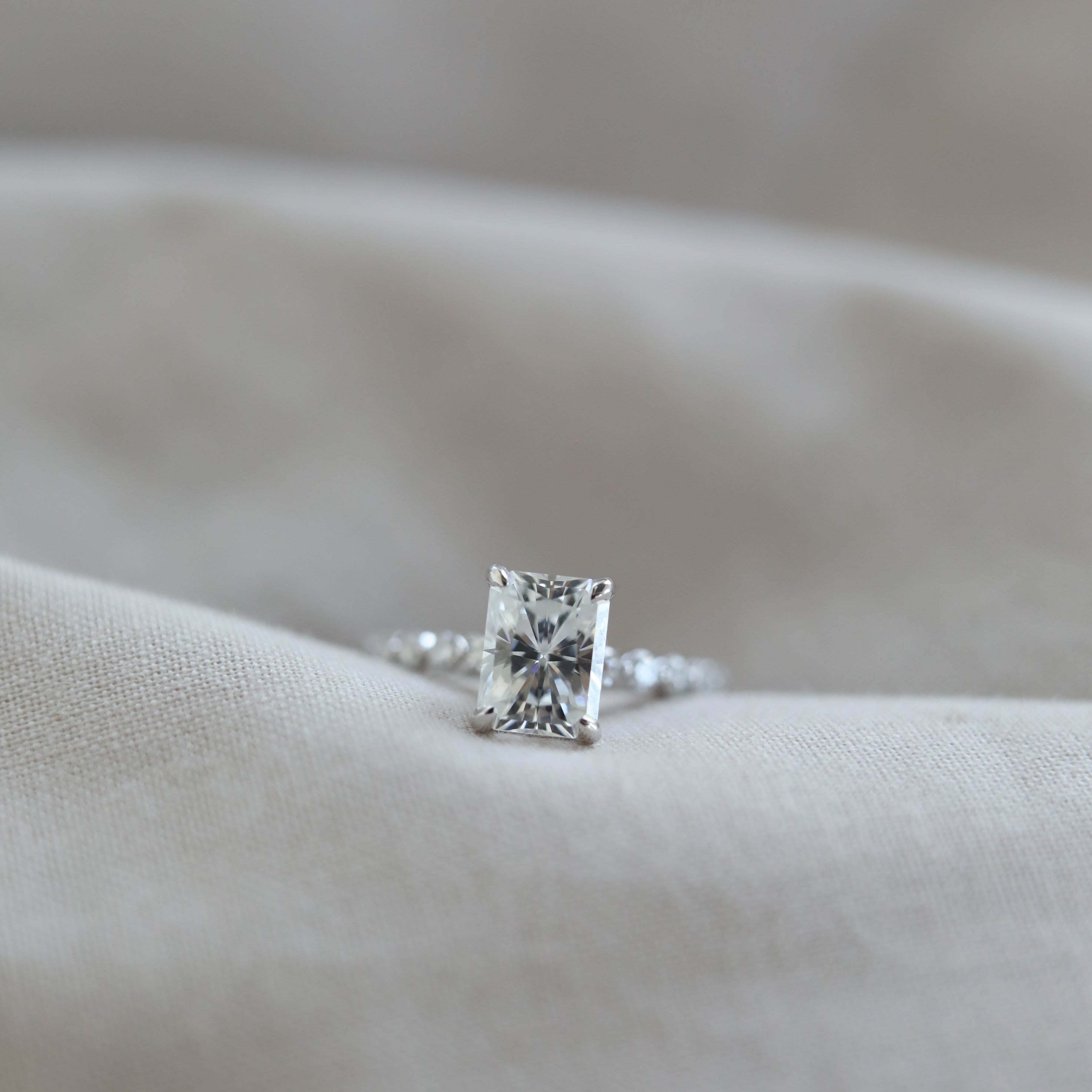 1.04 CT-2.43 CT Radiant Cut Solitaire Moissanite Engagement Ring - Barbara Maison 