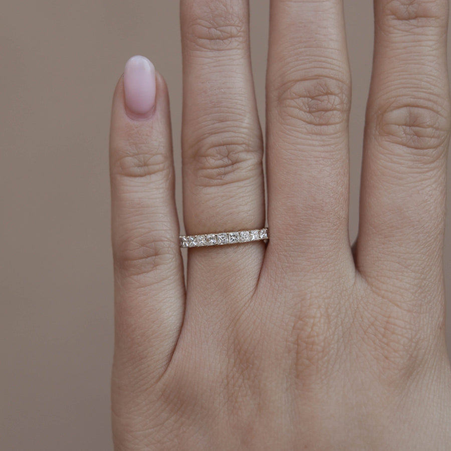 0.75 CT Princess Cut Half Eternity Moissanite Wedding Band - Barbara Maison 