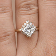 1.35 CT Princess Cut Cluster Halo Moissanite Engagement Ring - Barbara Maison 