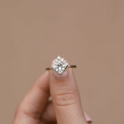 1.35 CT Princess Cut Cluster Halo Moissanite Engagement Ring - Barbara Maison 