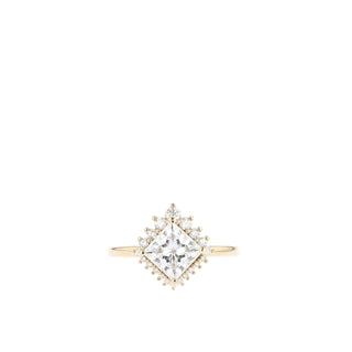 1.35 CT Princess Cut Cluster Halo Moissanite Engagement Ring - Barbara Maison 