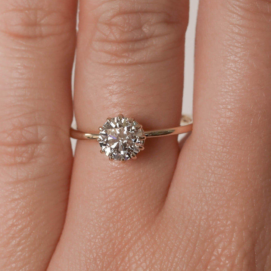 0.88 CT Round Solitaire Moissanite Engagement Ring - Barbara Maison 