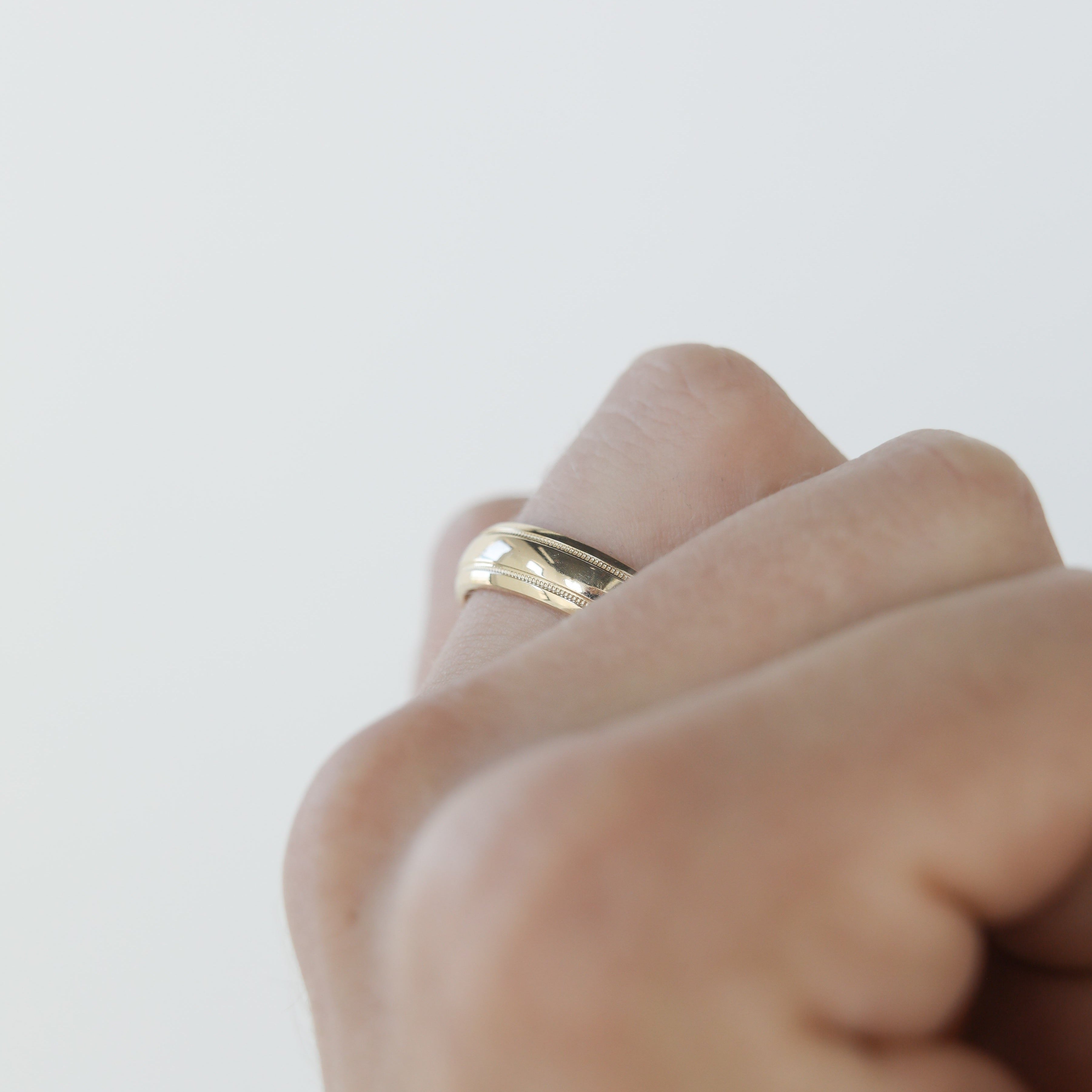 Classic Polished Finish Yellow Gold Men's Band - Barbara Maison 