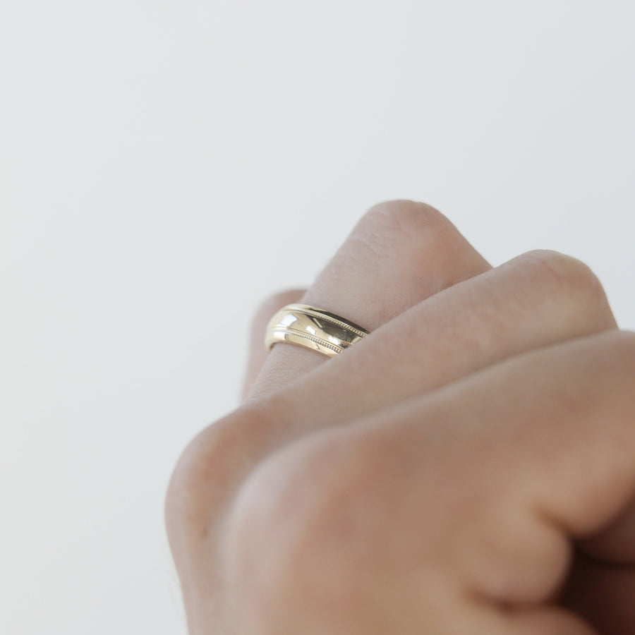 Classic Polished Finish Yellow Gold Men's Band - Barbara Maison 