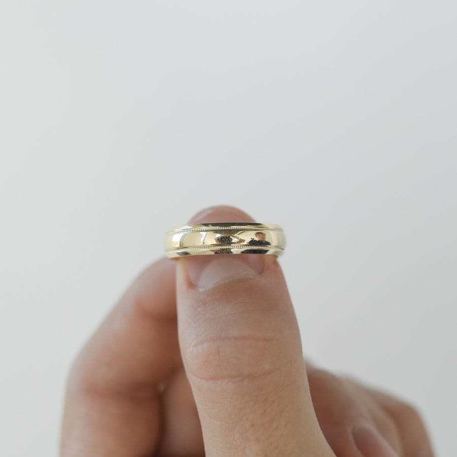 Classic Polished Finish Yellow Gold Men's Band - Barbara Maison 