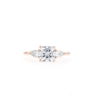 0.96 CT Cushion Cut Three Stone Moissanite Engagement Ring - Barbara Maison 