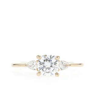 0.96 CT Cushion Cut Three Stone Moissanite Engagement Ring - Barbara Maison 