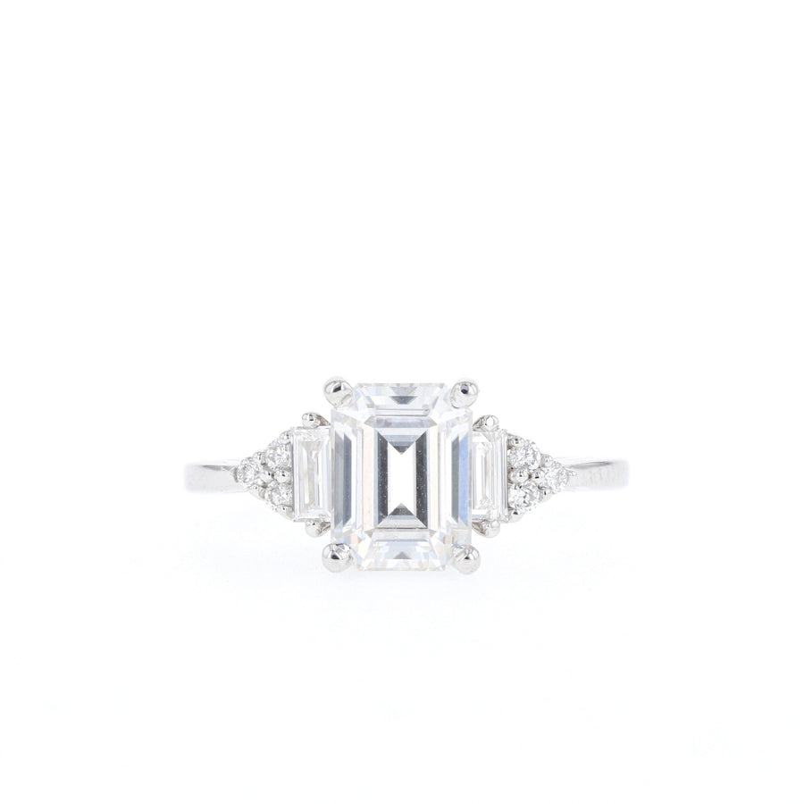 1.67 CT Radiant Cut Cluster Moissanite Engagement Ring - Barbara Maison 
