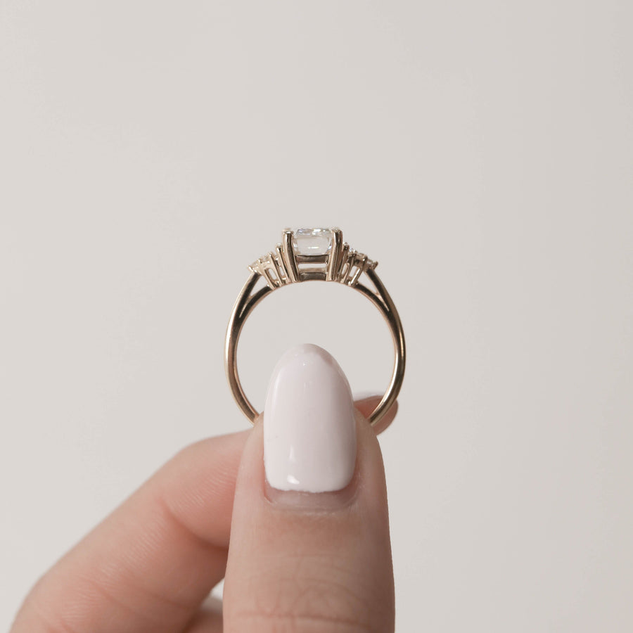 1.67 CT Radiant Cut Cluster Moissanite Engagement Ring - Barbara Maison 