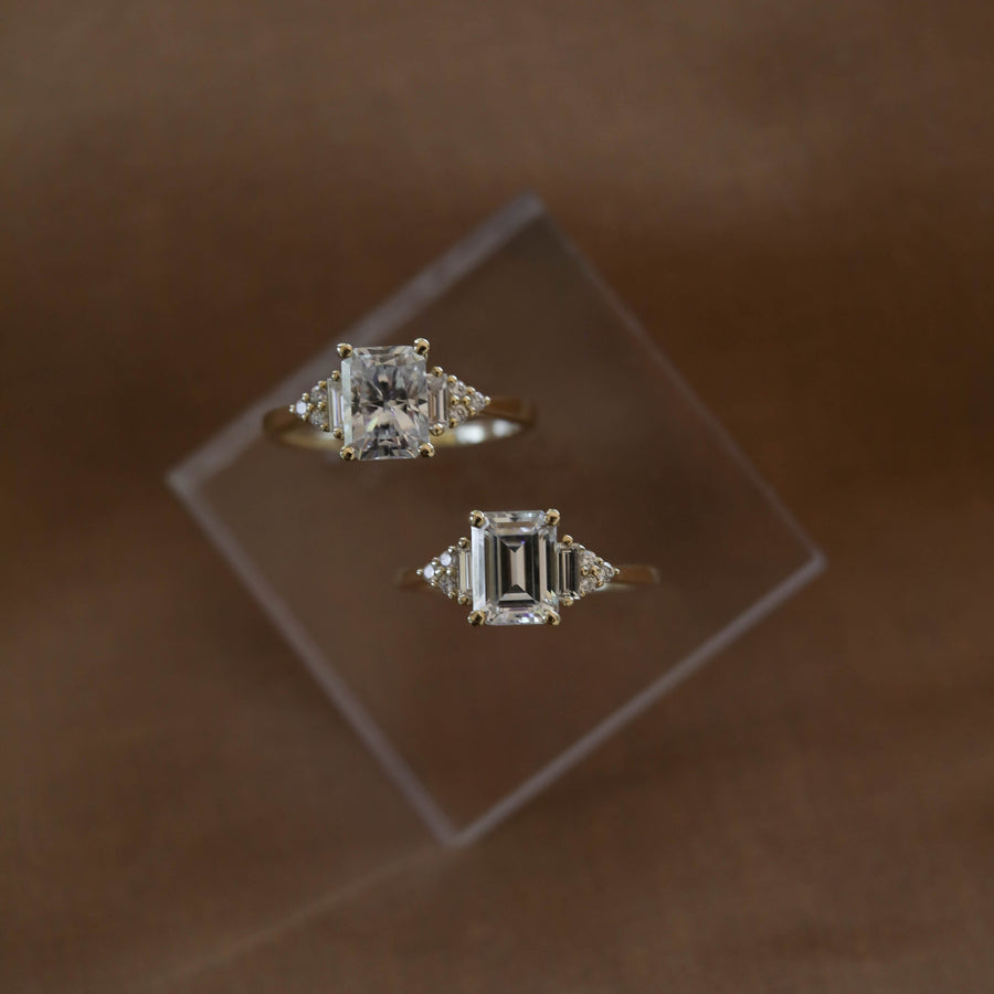 1.67 CT Radiant Cut Cluster Moissanite Engagement Ring - Barbara Maison 