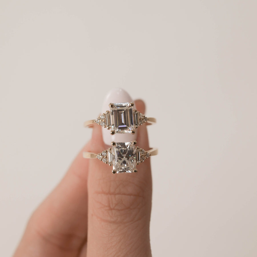 1.67 CT Radiant Cut Cluster Moissanite Engagement Ring - Barbara Maison 