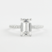 1.60 CT Emerald Solitaire & Pave Setting Moissanite Engagement Ring - Barbara Maison 