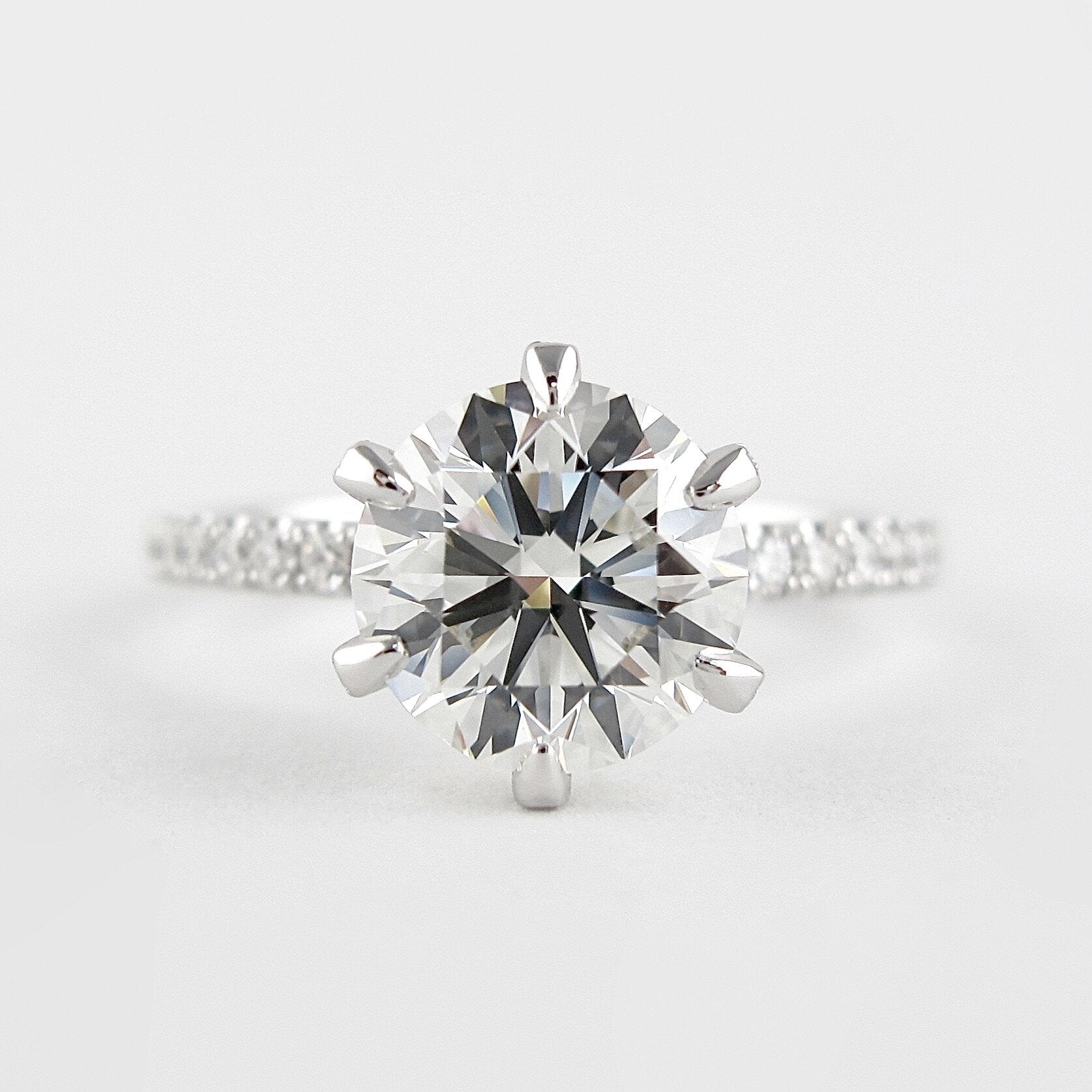 1.5 CT Round Cut Pave Setting Moissanite Engagement Ring - Barbara Maison 