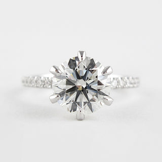 1.5 CT Round Cut Pave Setting Moissanite Engagement Ring - Barbara Maison 