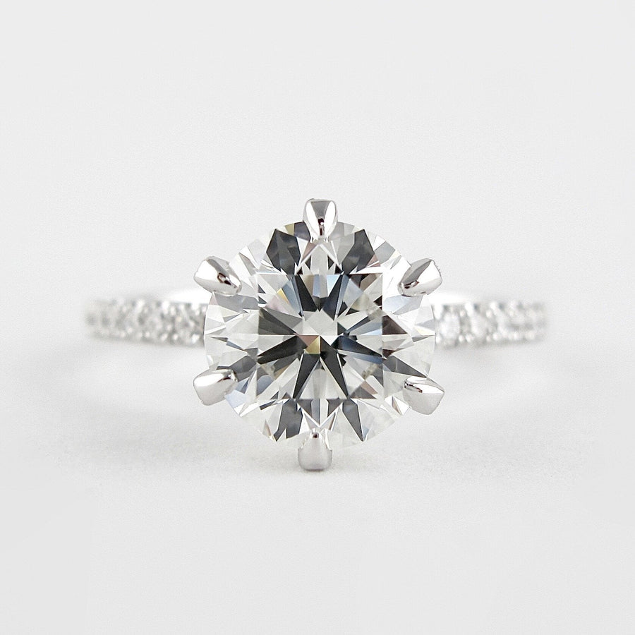 1.5 CT Round Cut Pave Setting Moissanite Engagement Ring - Barbara Maison 