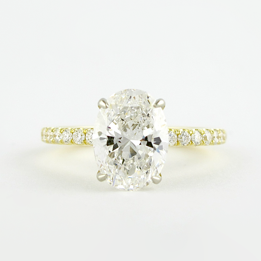 1.33 CT Oval Solitaire & Pave Setting Moissanite Engagement Ring - Barbara Maison 