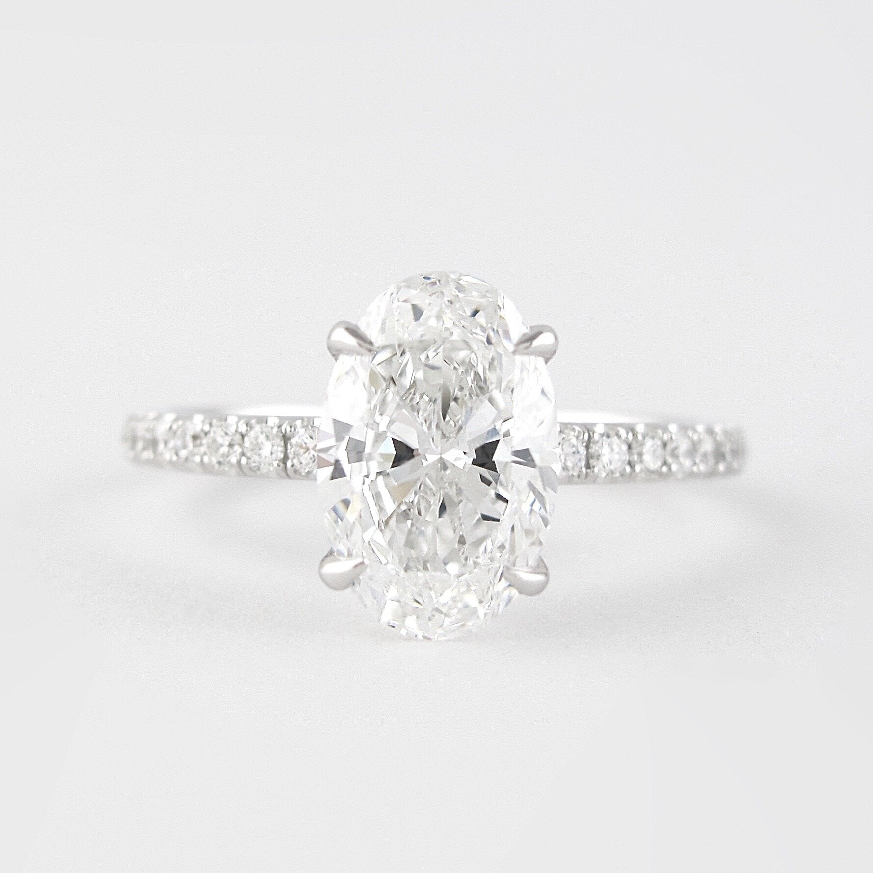 1.91 CT Oval Cut Pave Setting Moissanite Engagement Ring - Barbara Maison 