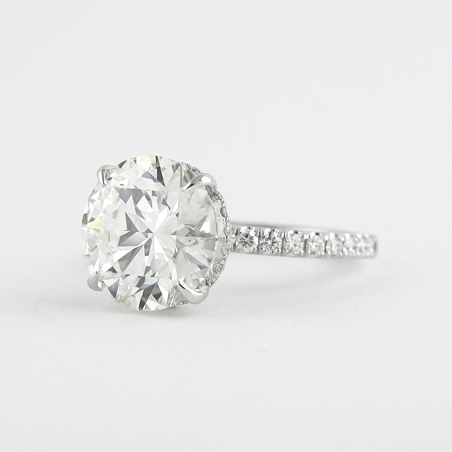 1.5 CT Round Cut Hidden Halo & Pave Moissanite Engagement Ring - Barbara Maison 