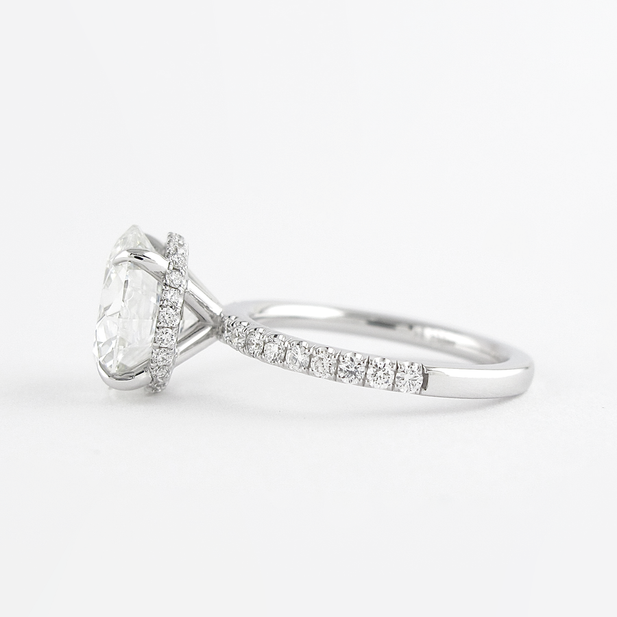 1.5 CT Round Cut Hidden Halo & Pave Moissanite Engagement Ring - Barbara Maison 