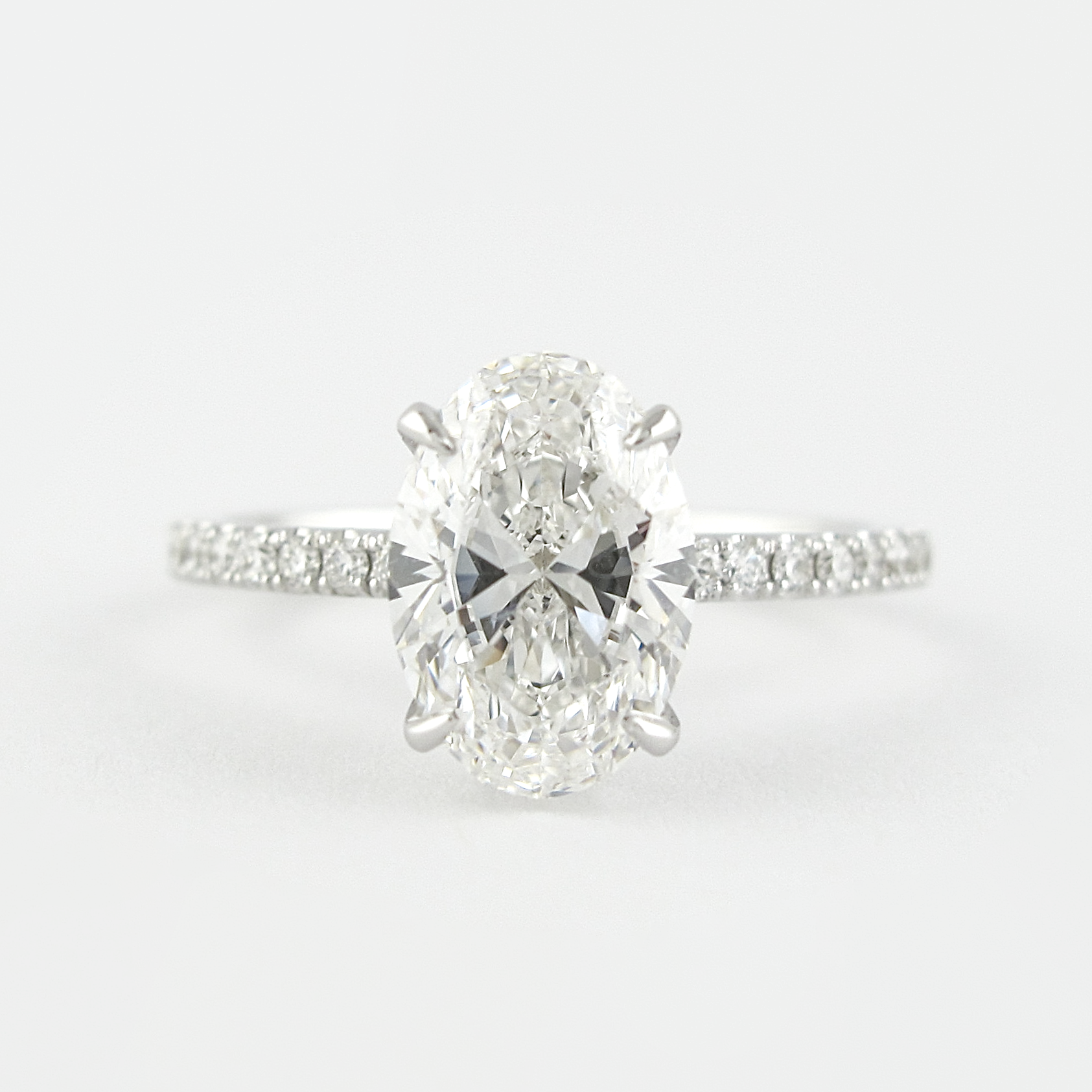 1.33 CT Oval Hidden Halo & Pave Setting Moissanite Engagement Ring - Barbara Maison 