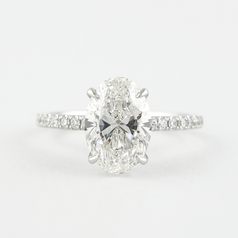 1.33 CT Oval Hidden Halo & Pave Setting Moissanite Engagement Ring - Barbara Maison 