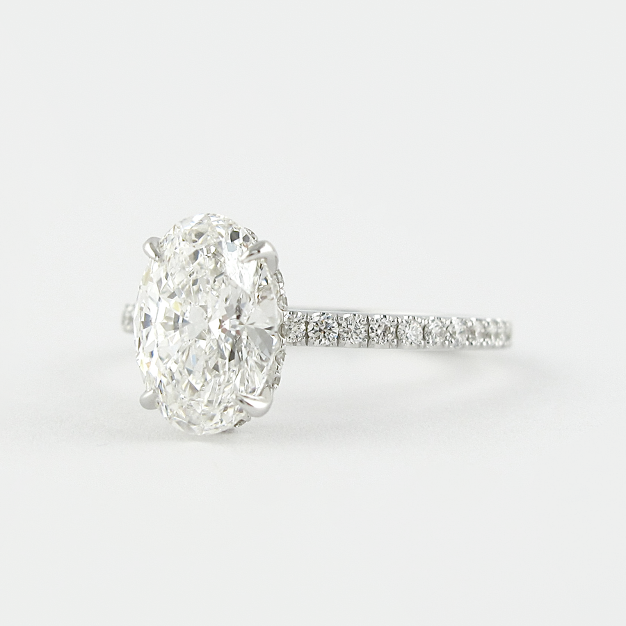 1.33 CT Oval Hidden Halo & Pave Setting Moissanite Engagement Ring - Barbara Maison 