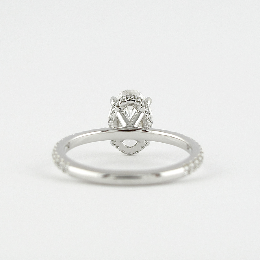1.33 CT Oval Hidden Halo & Pave Setting Moissanite Engagement Ring - Barbara Maison 