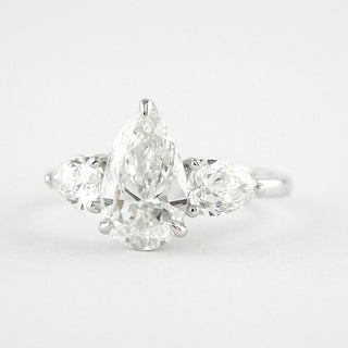 1.50 CT Pear Cut Three Stone Style Moissanite Engagement Ring - Barbara Maison 