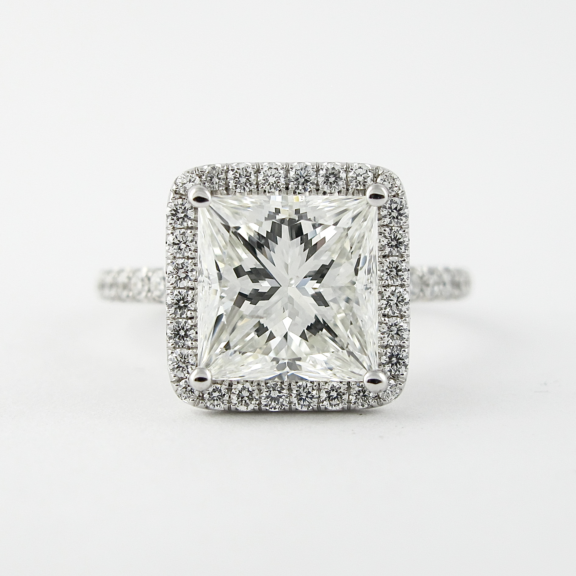 2.0 CT Princess Cut Halo Style Moissanite Engagement Ring - Barbara Maison 