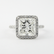 2.0 CT Princess Cut Halo Style Moissanite Engagement Ring - Barbara Maison 