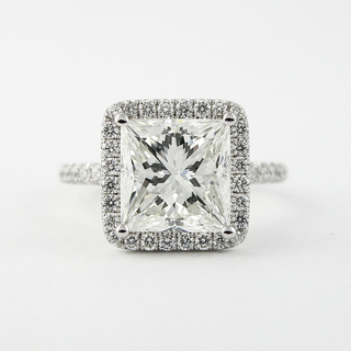 2.0 CT Princess Cut Halo Style Moissanite Engagement Ring - Barbara Maison 